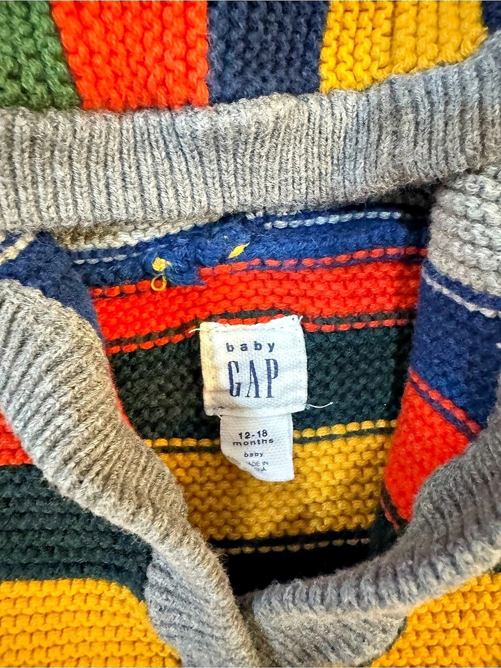 Baby GAP Striped Bear Cardigan with Hood 12-18M - Picture 2 of 3